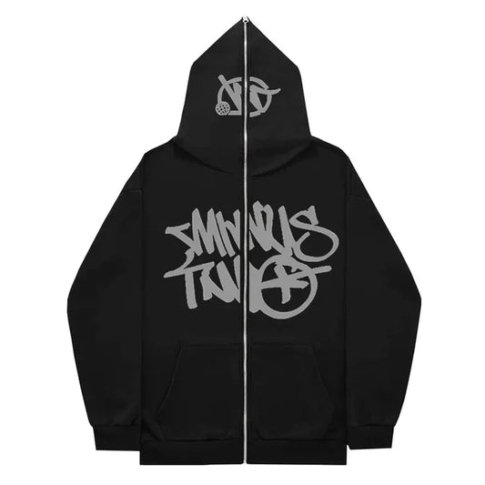 Minus Two Full Zip Hoodie - Black/Grey